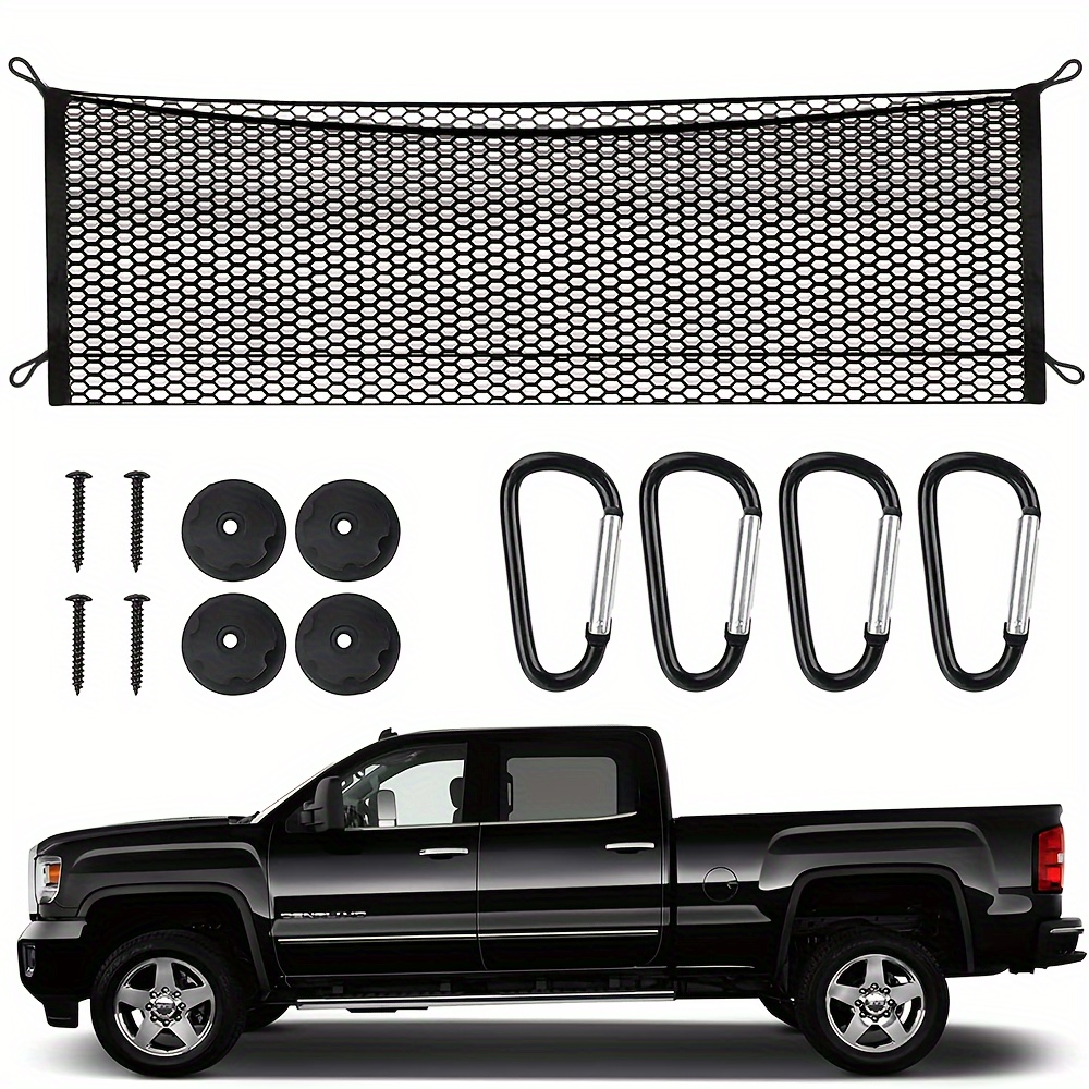  Red para maletero de automóvil, red de carga elástica ajustable  con gancho para SUV, automóvil, camión (red de carga de malla para maleta)  : Automotriz