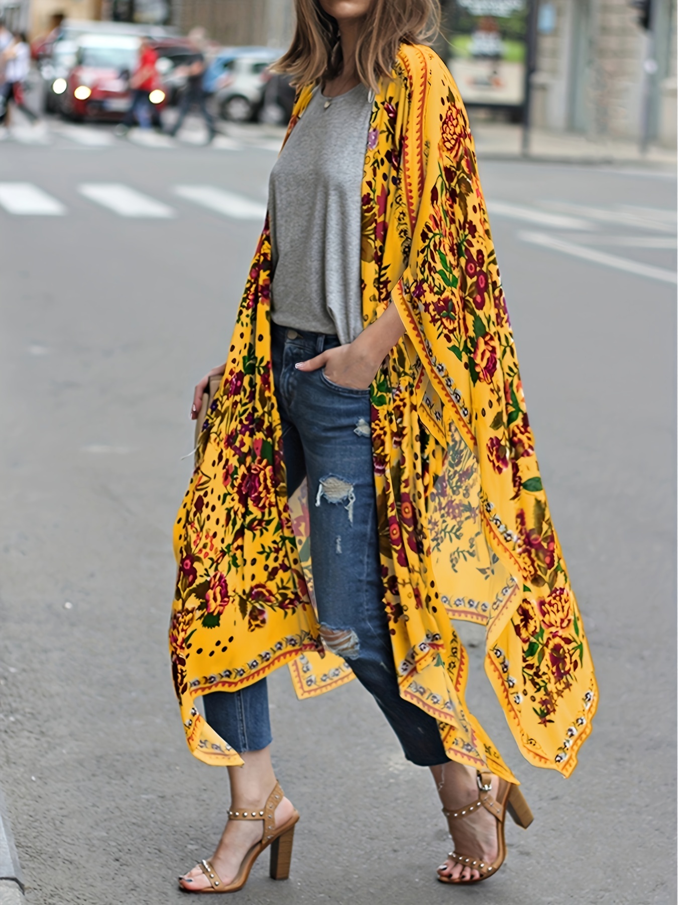 Floral discount kimono shirt