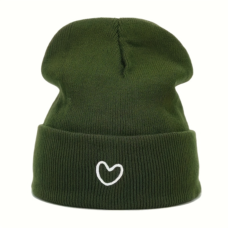 1 Unisex Y2k Style Embroidered Heart Beanie, Outdoor Cold-weather Casual Versatile Winter Warm Hat, Suitable For Daily And Valentine's Day Couple Wear