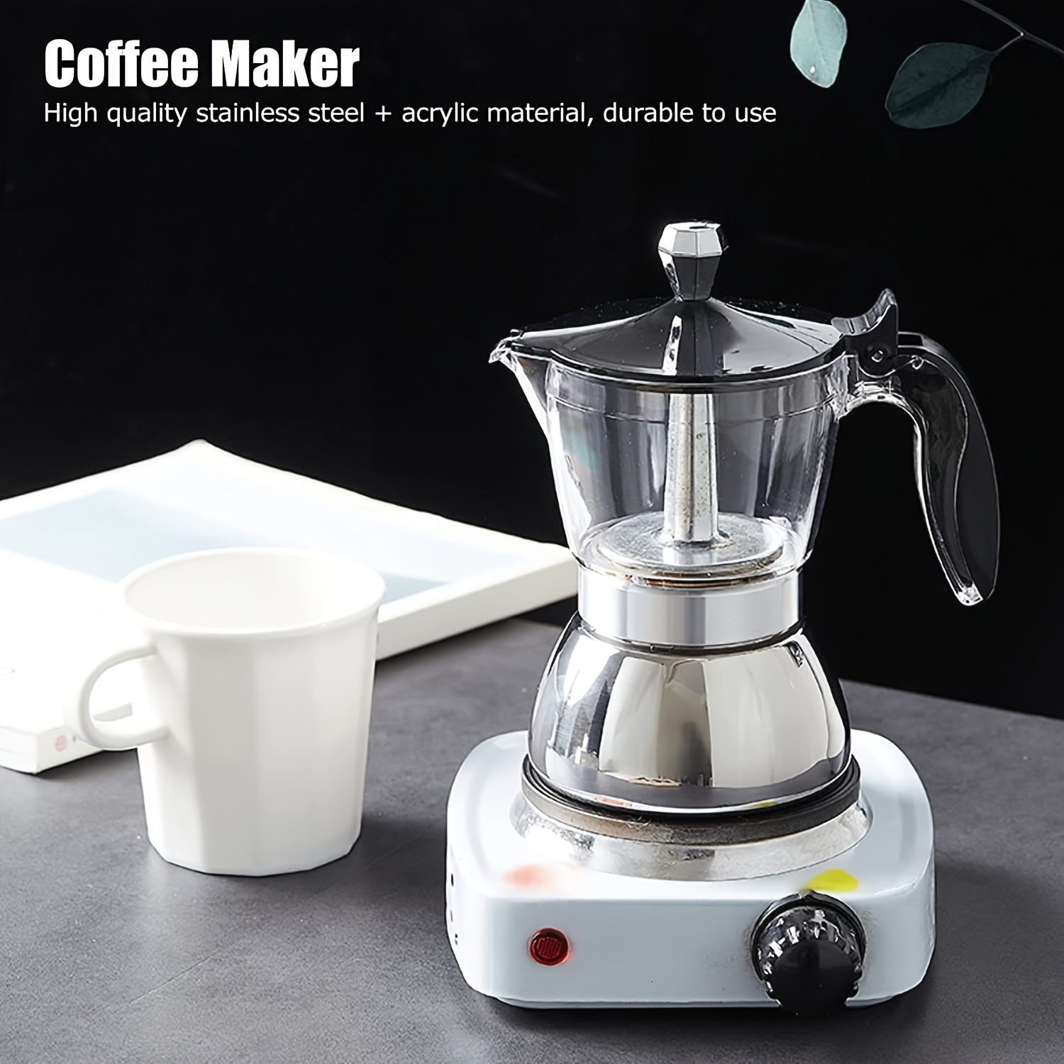 Coffee Maker Moka Pot Stainless Steel Stovetop Espresso Maker Italian Cuban  Coffee Percolator Stove Cappuccino 100/200/300/450ml