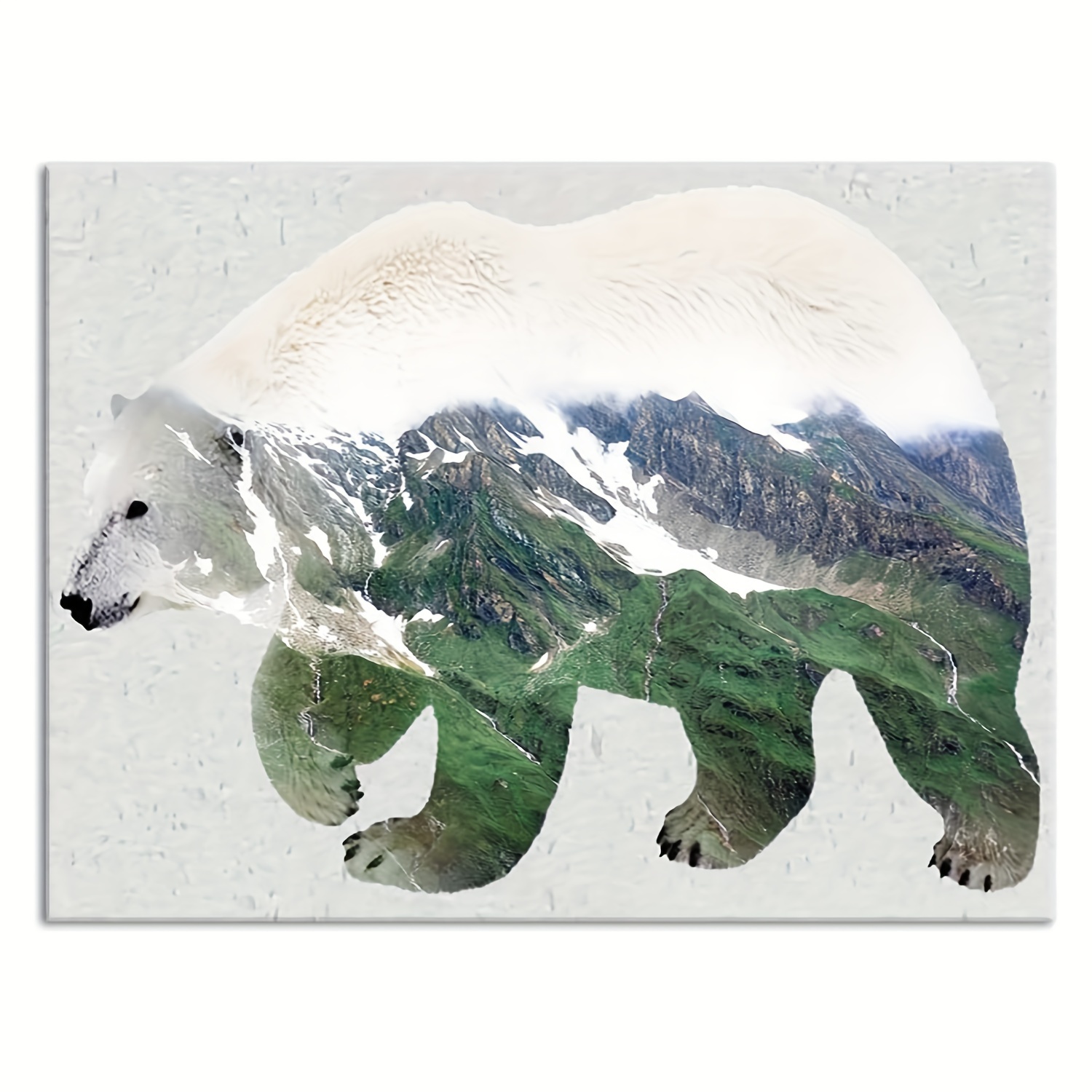 Affiche et impression d'ours grizzly noir et blanc, peinture sur toile,  photo murale, décoration de