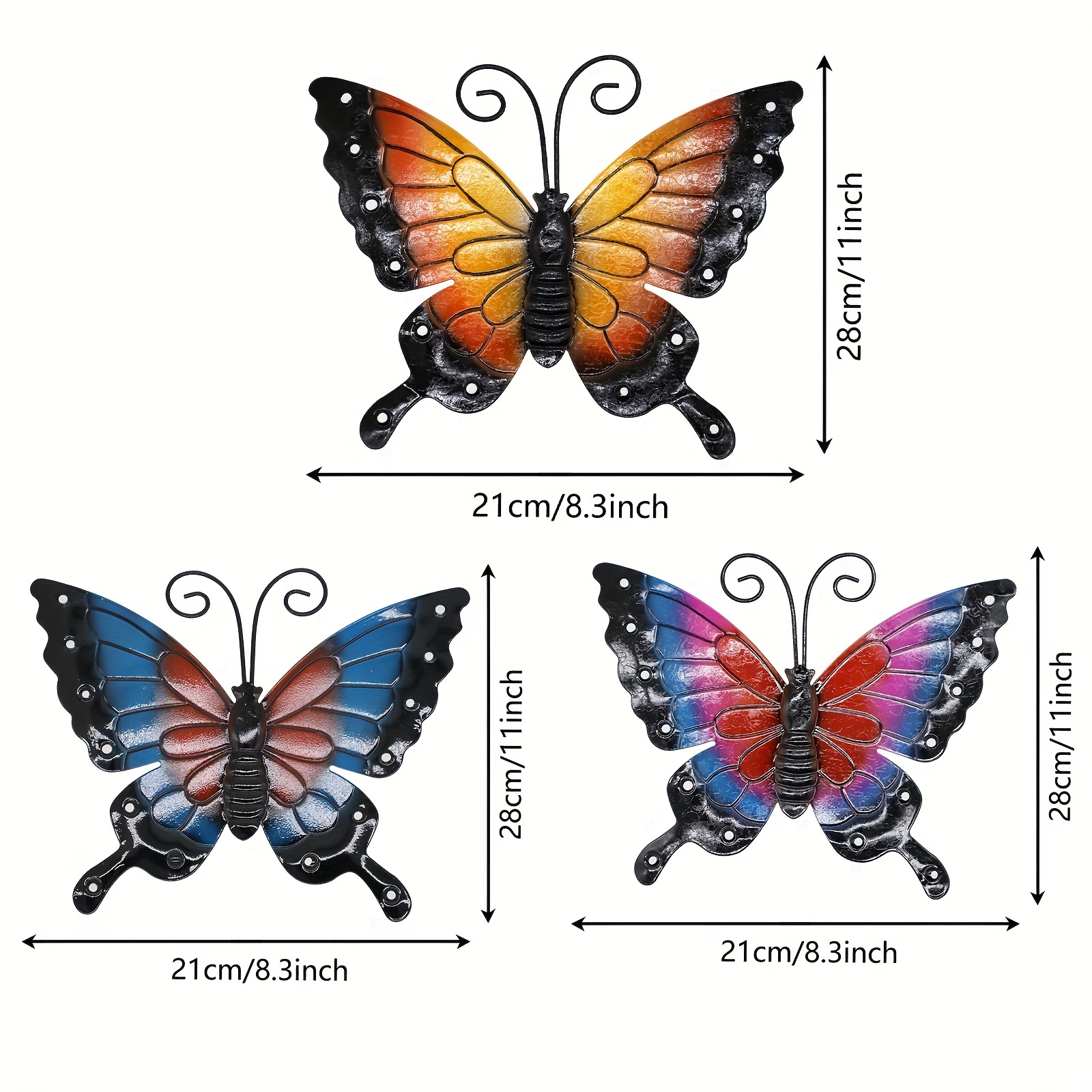 3pcs Multi-Colored Metal Butterfly Wall Art - Perfect for Any Room in Your  Home!