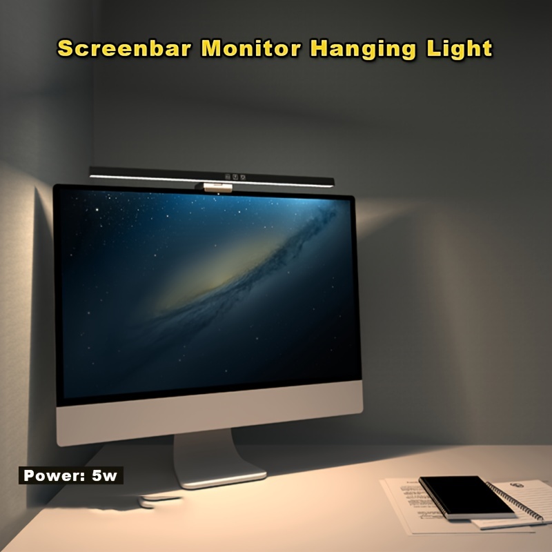 Computer Monitor Light Bar Screenbar, USB Powered E-Reading LED Monitor Lamp  with Stepless Dimming, Hue Adjustment, Memory Function, Eye Care Light with  No Screen Glare for Desktop Office Home Work 