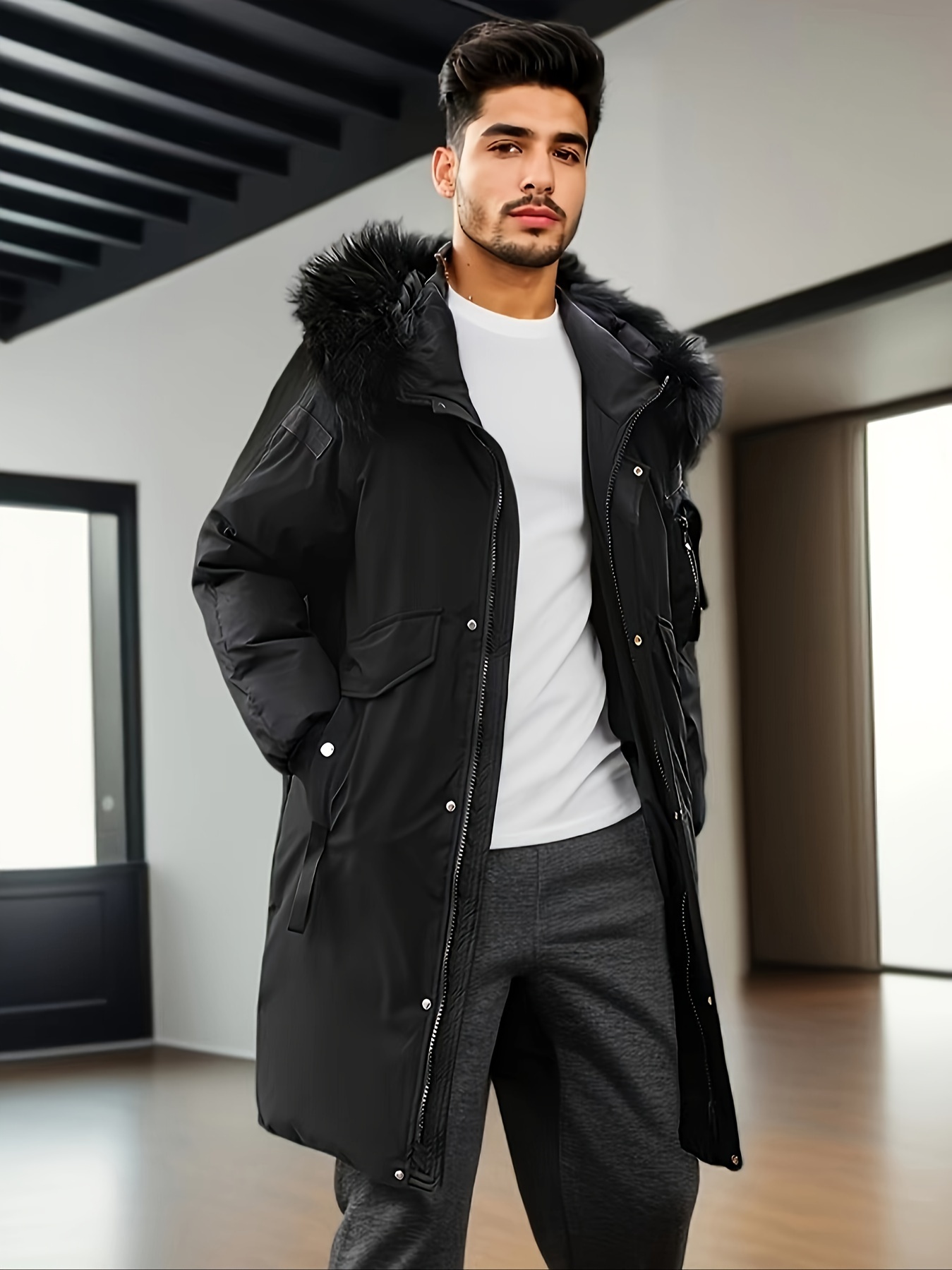 Autumn Winter Men's Jackets Casual Outwear Windbreaker Hooded Coats Mens  Mid-Long Slim Fit Loose Jackets Clothing : : Clothing, Shoes 
