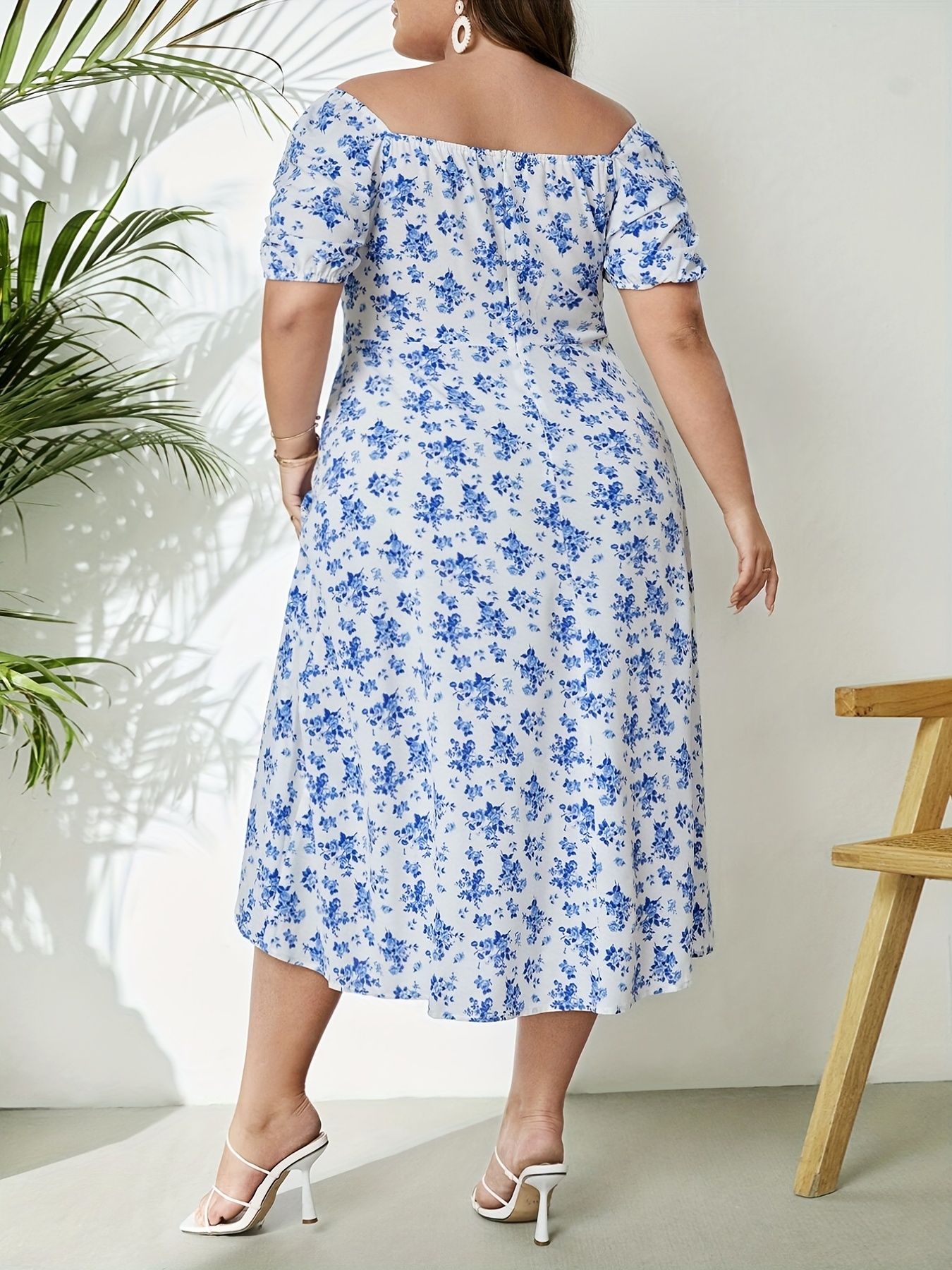 Womens Plus Floral Print Plus Size Summer Dress - Temu