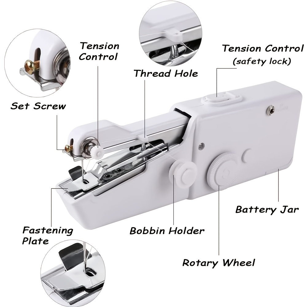 tchrules Handheld Sewing Machine, Hand Cordless Sewing Tool Mini Portable Sewing Machine, Essentials for Home Quick Repairing and Stitch