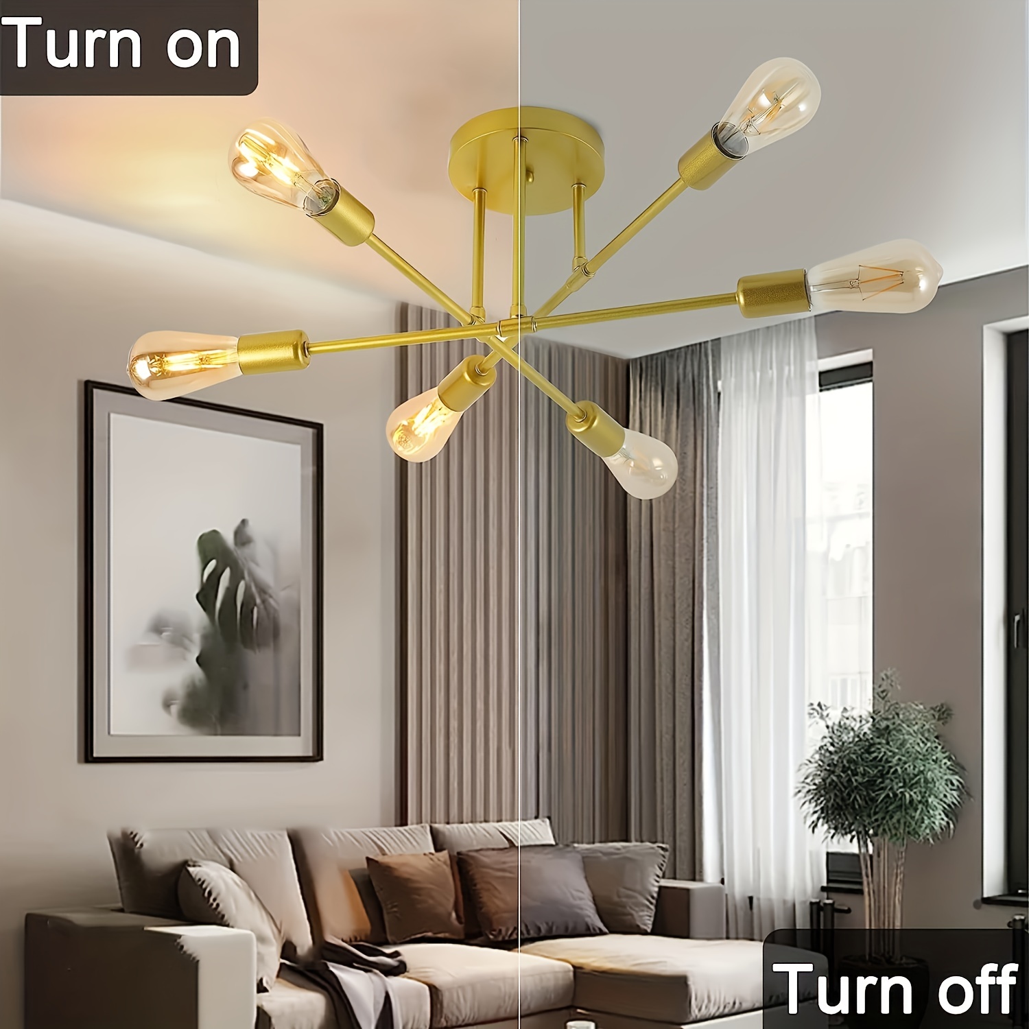 Modern Semi Flush Mount Ceiling Light Fixture 6 Lights - Temu Canada