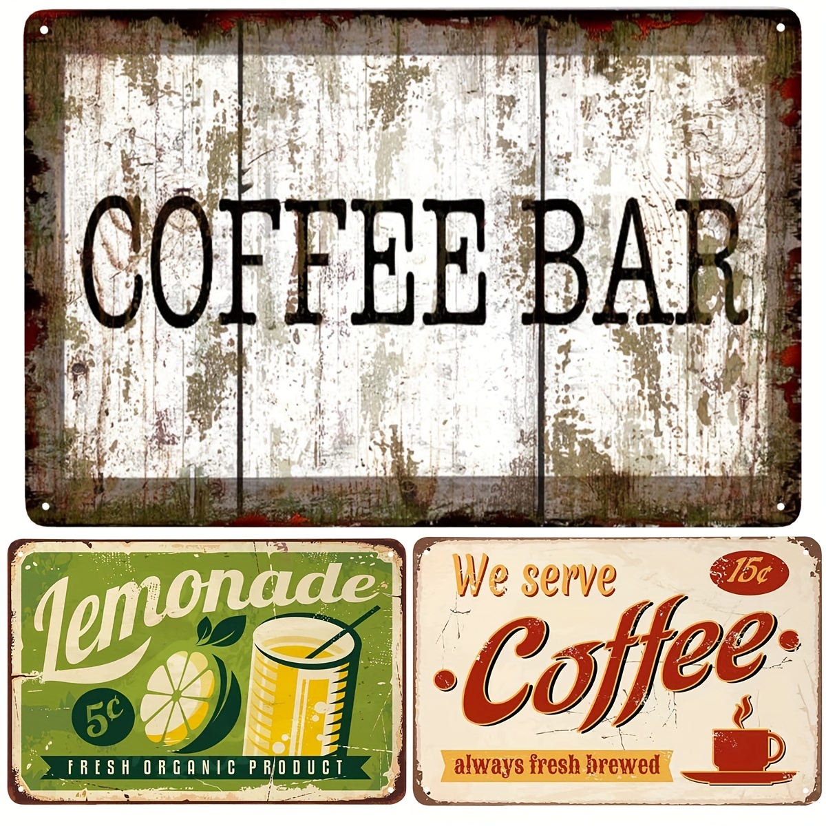Vintage Coffee Bar Tin Sign Kitchen Coffee Bar Wall Decor - Temu