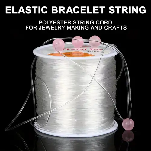 BEADNOVA 1mm Elastic Stretch Polyester Crystal String Cord for Jewelry Making Bracelet Beading Thread 60m/roll (Clear White)