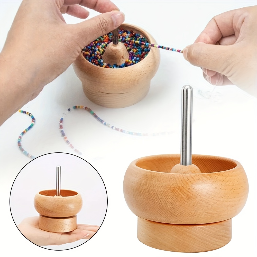 Bead Spinner For Jewelry Making Wooden Double Bowls Bead Loader