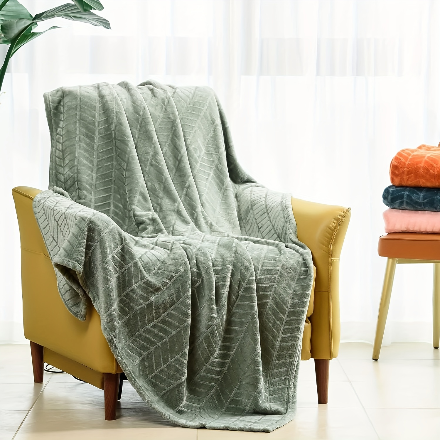 Soft Flannel Fleece Throw Blanket Lightweight Celadon - Temu