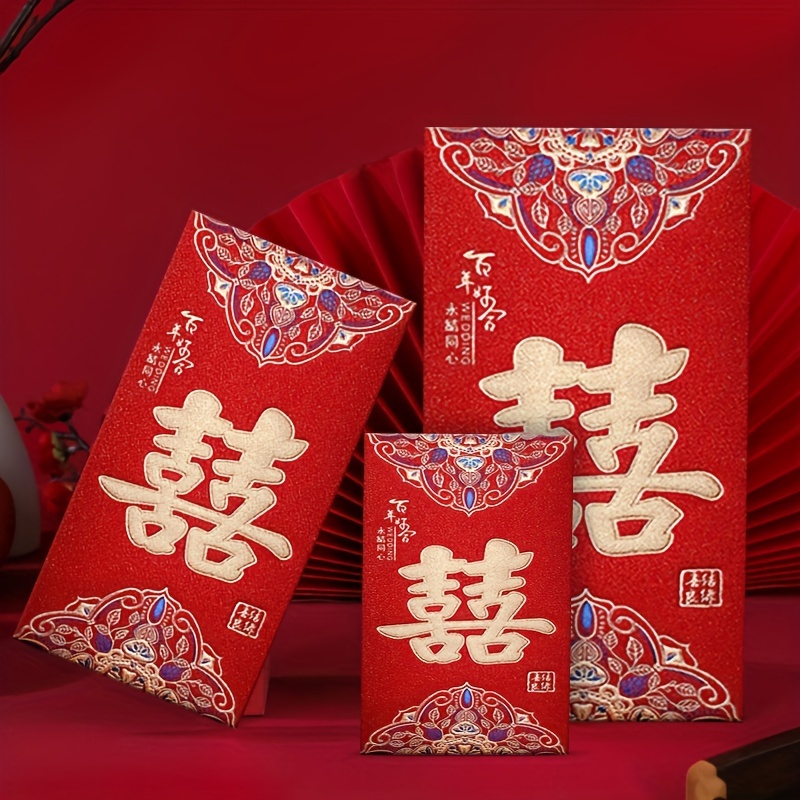 Six, High-quality Frosted Chinese Red Envelope, Wedding Decoration, Lucky  Money Red Envelope, Wedding Red Envelope, Suitable For Wedding, Engagement,  Wedding Anniversary - Temu