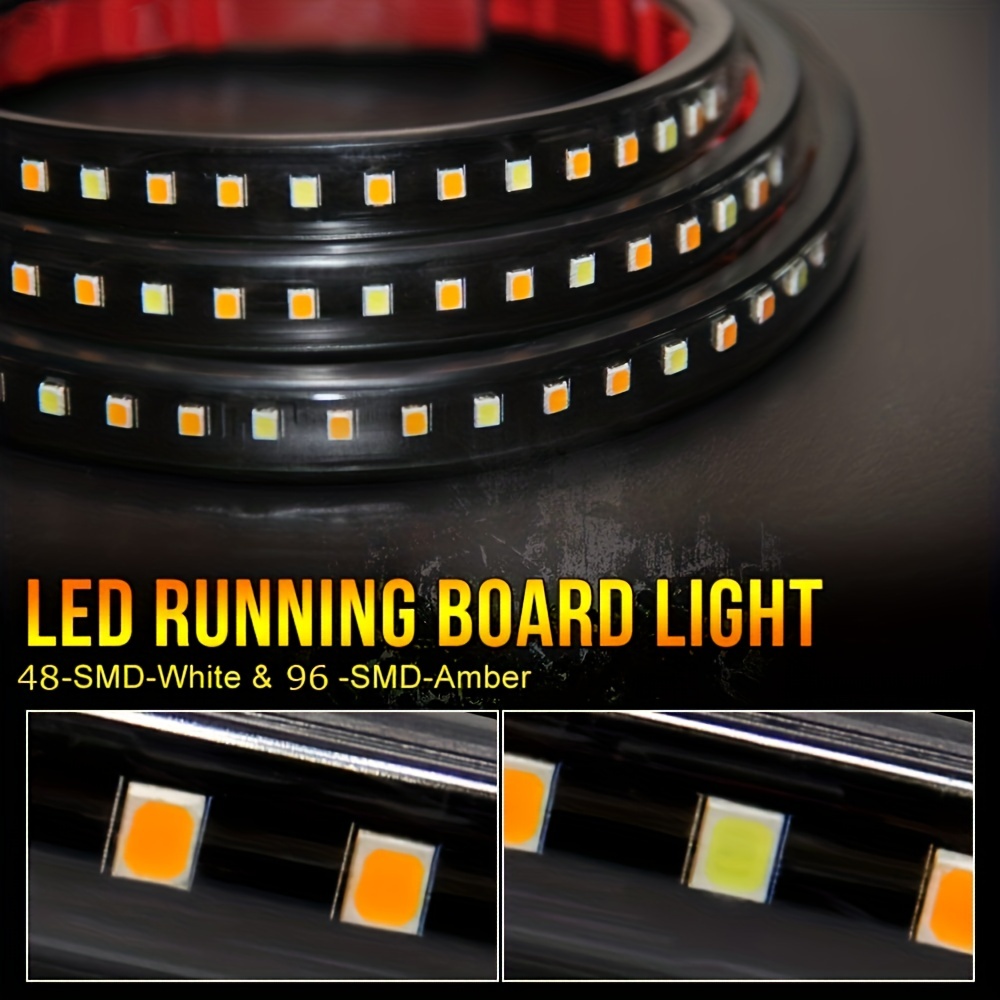 2 Stück LKW-LED-Trittbrettleuchten, bernsteinfarbene  LED-Seitenmarkierungsleuchte, 152,4 cm, Notfall, wasserdicht, flexible  Blinker-Lichtleiste für