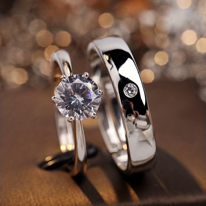 Romantic Couple Ring Classic Elegant Jewelry Lovers Inlaid - Temu Belgium