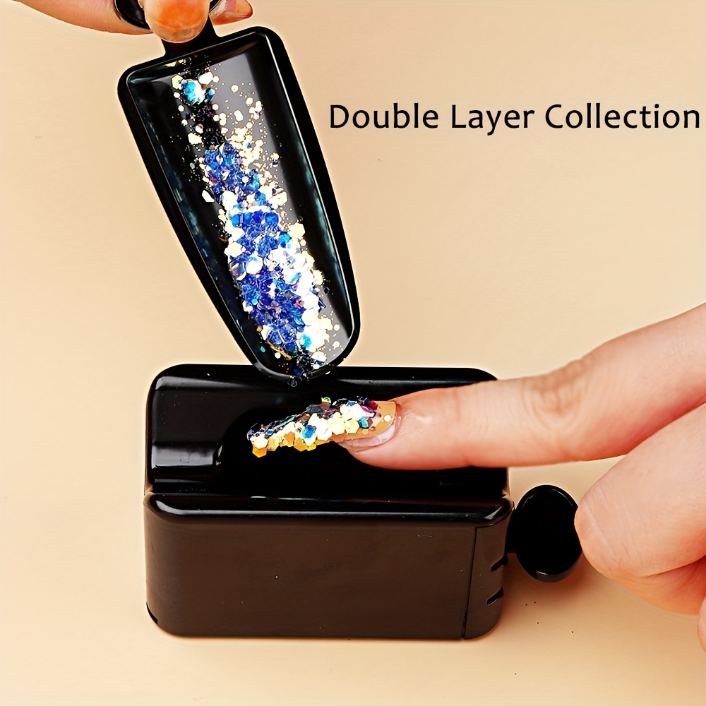 Double Layer Nail Dipping Powder Storage Box with Rhinestone Glitter Powder  - Perfect for French Manicure Nail Art Tool and Recycling