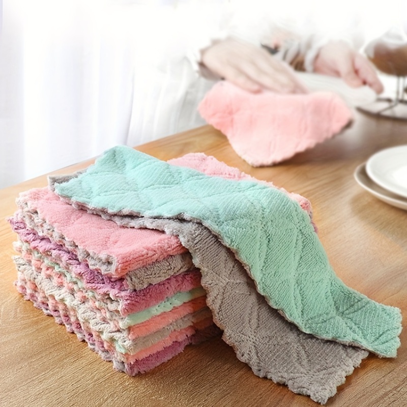 Microfiber Dish Cloths, Thickened Coral Velvet Double-sided Dish Towels,  Soft Absorbent Towels, Strong Stain Removal, Scouring Pads, Reusable,  Machine Washable For Bathroom, Car, Window, Kitchen Supplies, Cleaning  Supplies - Temu