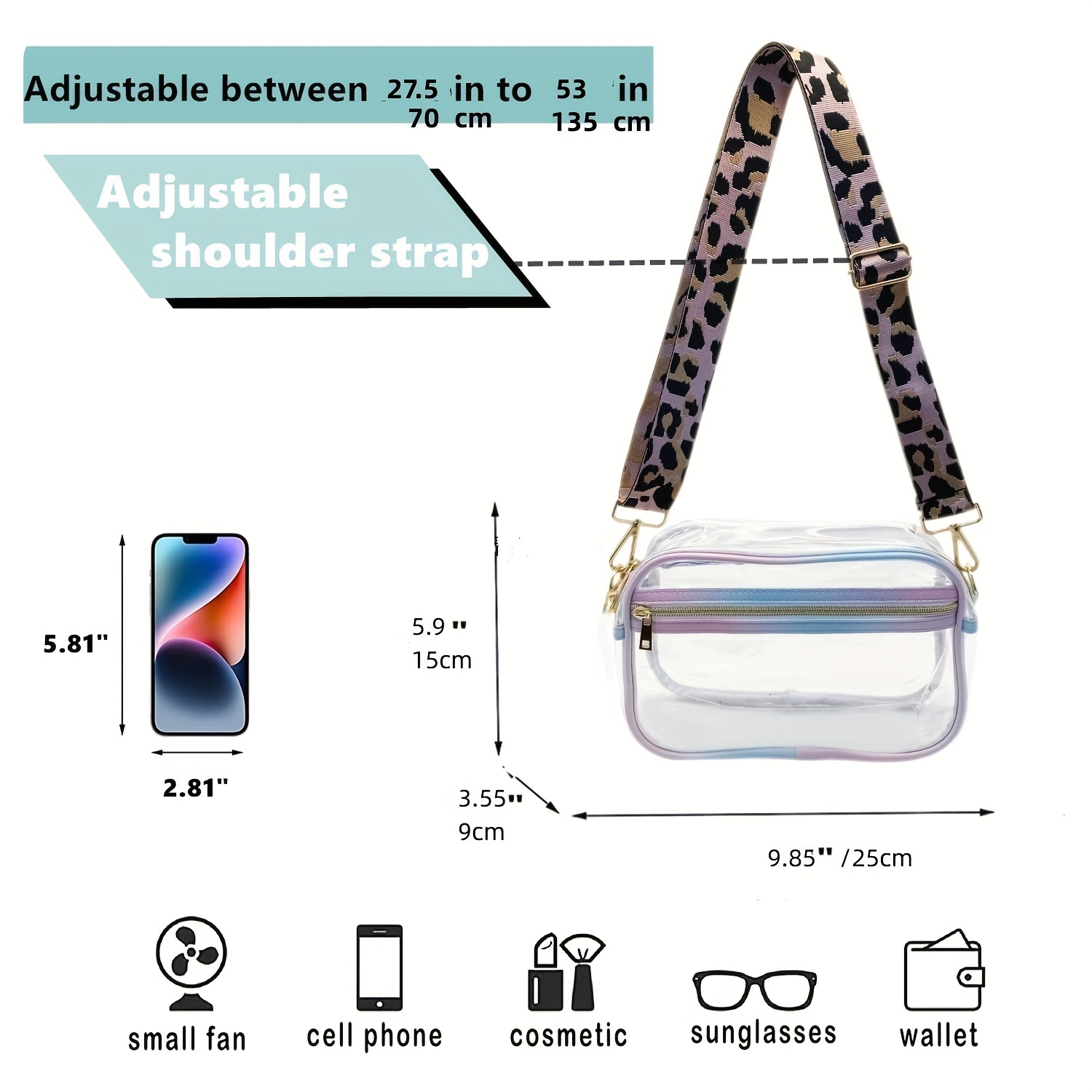 Transparent Pvc Crossbody Bag, Clear Waterproof Shoulder Bag, Zipper Handbag  & Purse For Concerts Sports Events - Temu