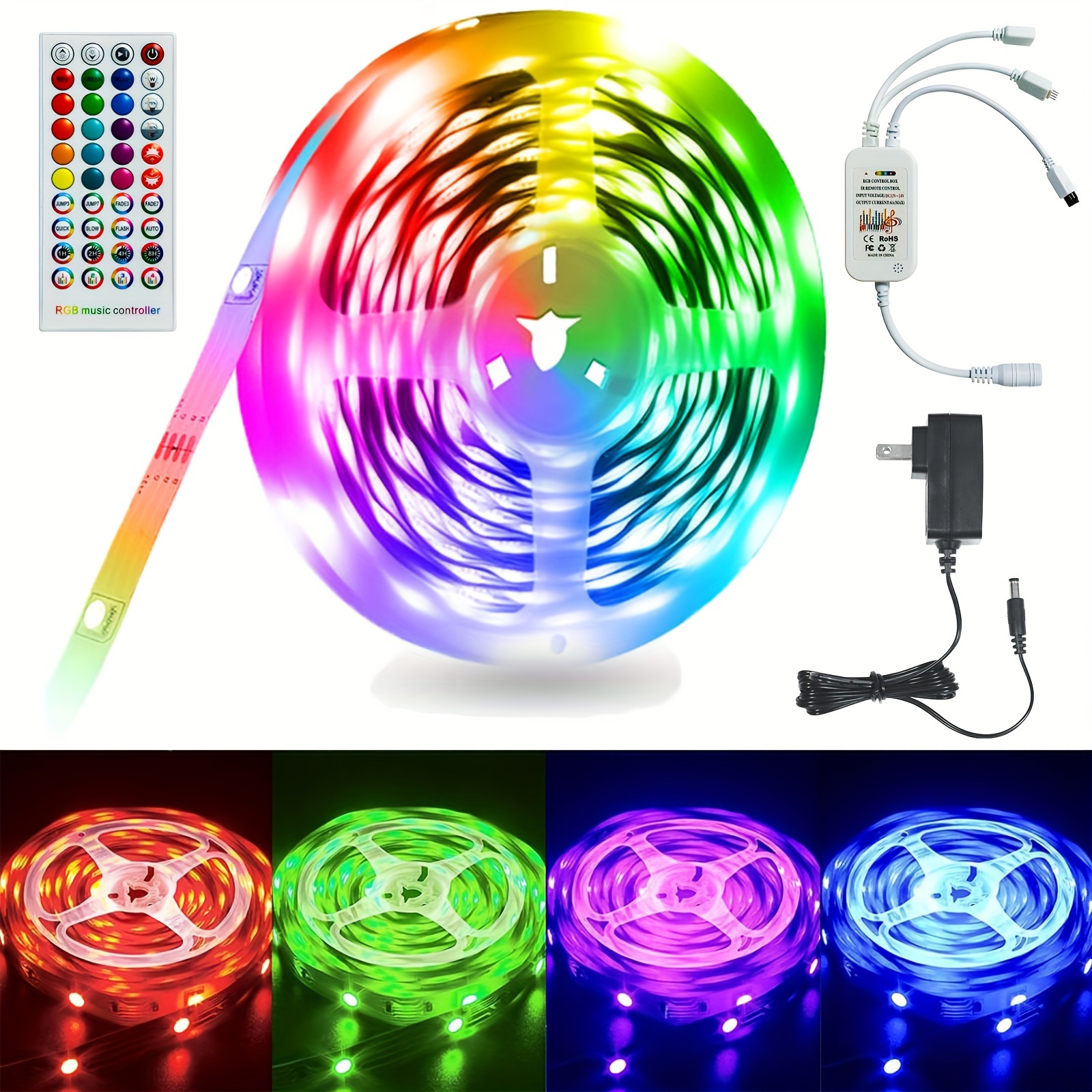 RGB LED Light Strip 5050 Remote Control USB Rechargeable Solar Lamp,  Christmas Lights, Outdoor Party Decoration.