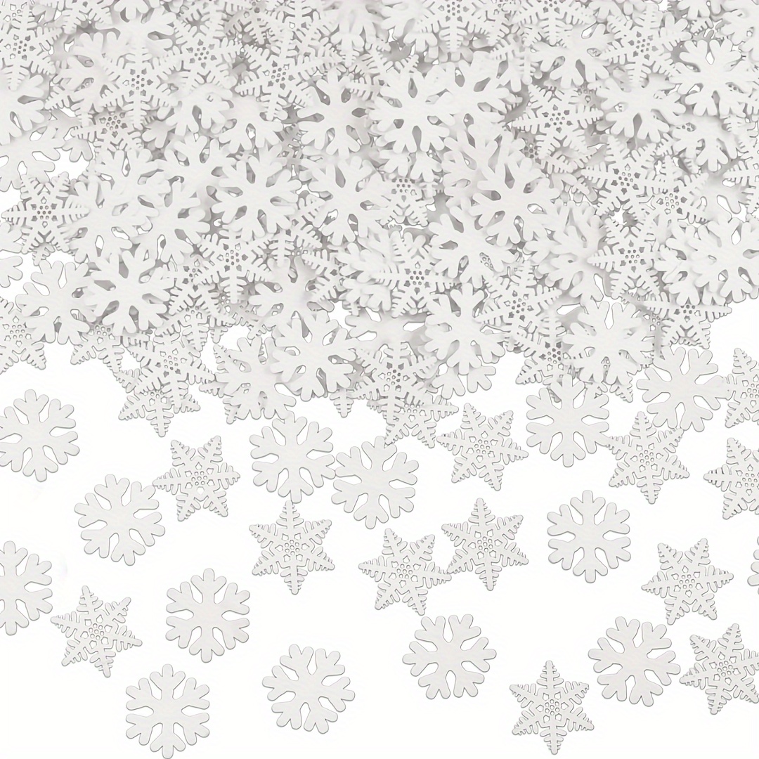  200 Pcs Christmas Wood Snowflake Embellishments White  Snowflakes Ornaments Small Snowflake Decorations Snowflake Wood Slices  Christmas Snowflakes Tags Mini Wooden Cutouts for DIY Crafts: Home & Kitchen