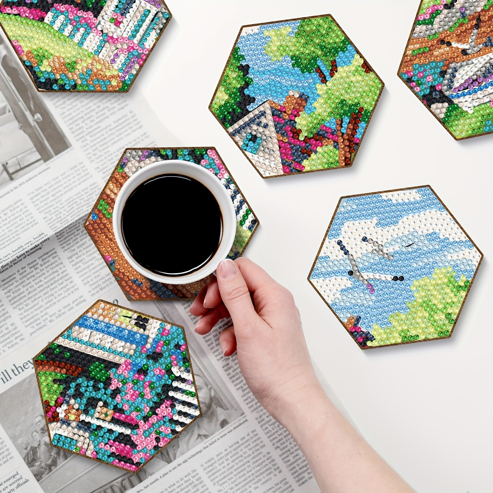 Diy Puzzle Artificial Diamond Painting Coaster Starry Sky - Temu