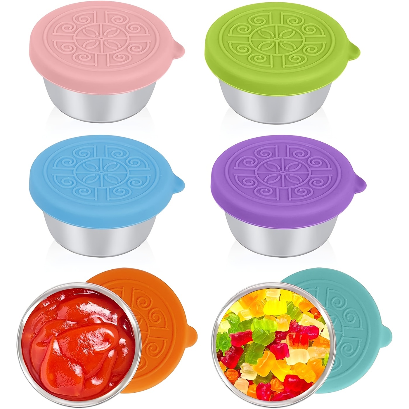 Temu 4/6/8pcs, Salad Dressing Container To Go, 1.6oz Reusable Sauce  Containers With Leakproof Silicone Lids, Stainless Steel Condiment Cup For  School Bento Lunch Box, Kitchen Supplies, Restaurant Supplies, Dinnerware  For Picnic Travel