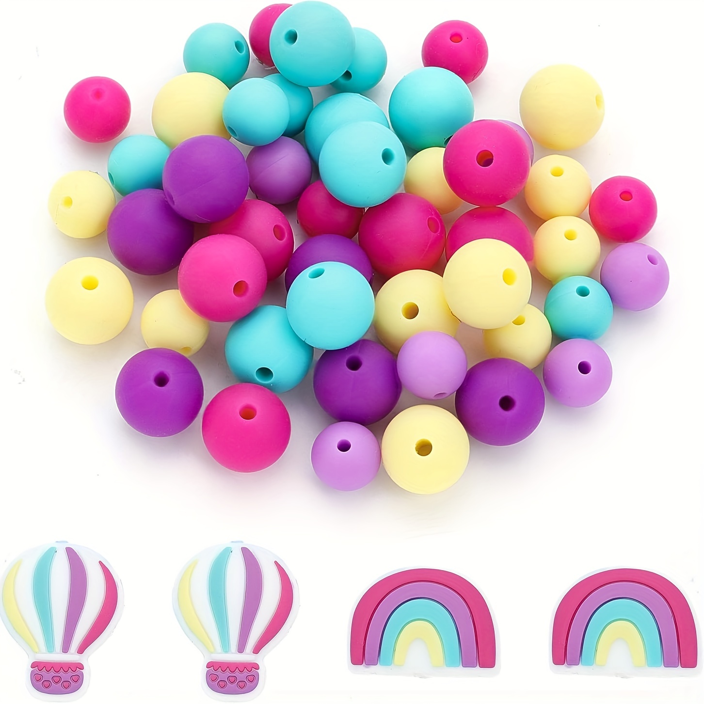 Mix Color Silicone Beads For Keychain Making Round Silicone - Temu