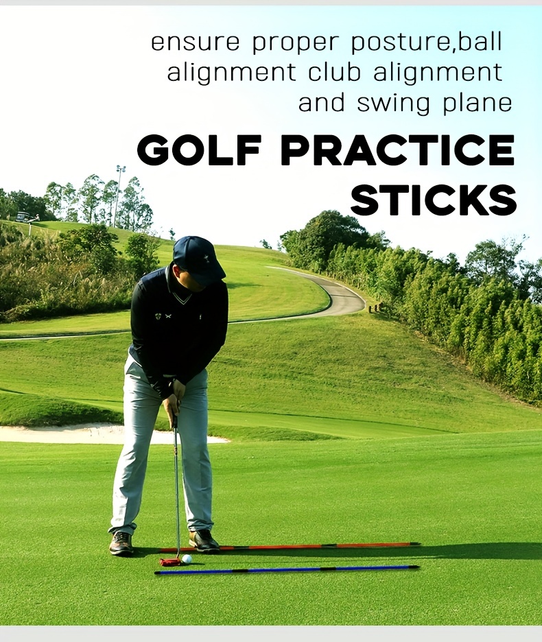 HUAEN Golf Alignment Stick, 2 Set Golf Alignment Rods, 48