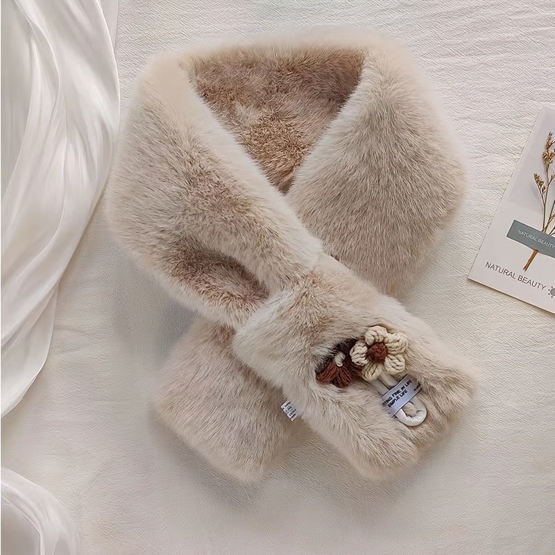 Plush Rabbit Fur Neck Scarf for Women