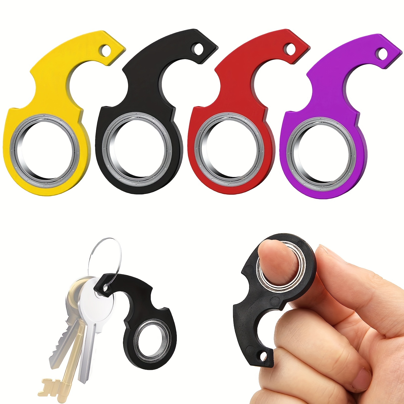 Finger Spinner Keychain,spinning Keychain Fidget Toys,finger Spinner  Keychain,keychain Spinner Fidget Ring,multifunctional Key Spinning Focus  Toy For