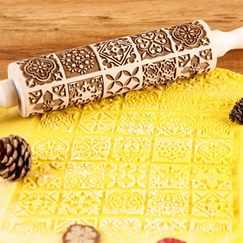 Texture Roller Bundle 3 Rollers 4inch Pottery Pastry Embossing Debossing  Rolling Pin Roller 