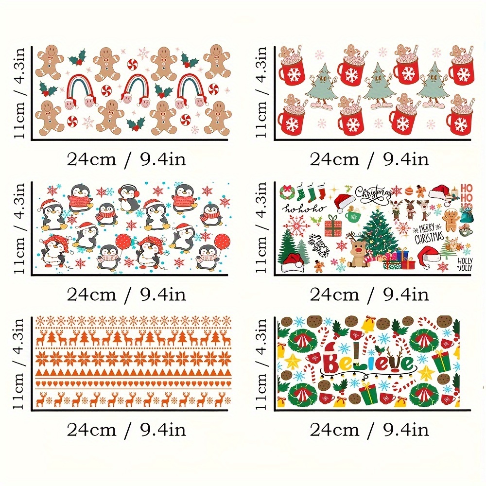 Uv Dtf Transfer Sticker Christmas Santa Gingerbread Rub On - Temu
