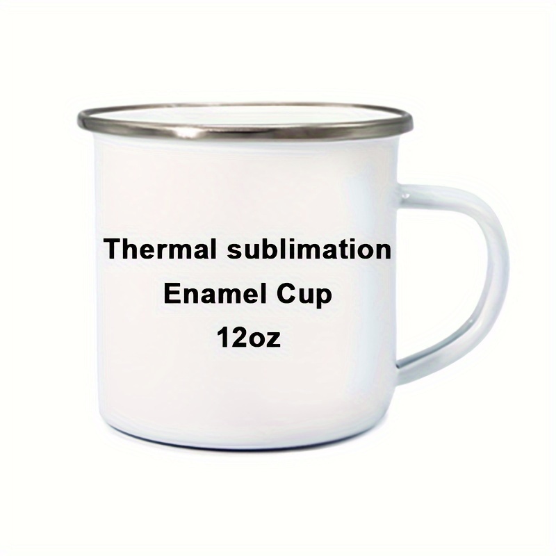 12oz Stainless Steel Camp Mug, White Enamel Dye Sublimation Blank