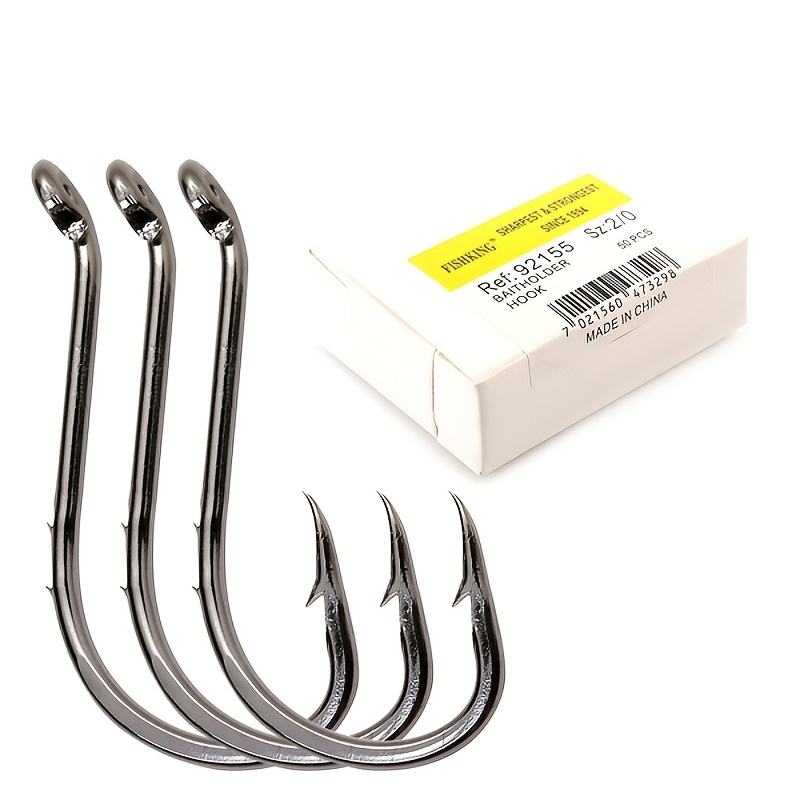 Premium Carbon Steel Barbed Fishing Hooks Strong Durable - Temu