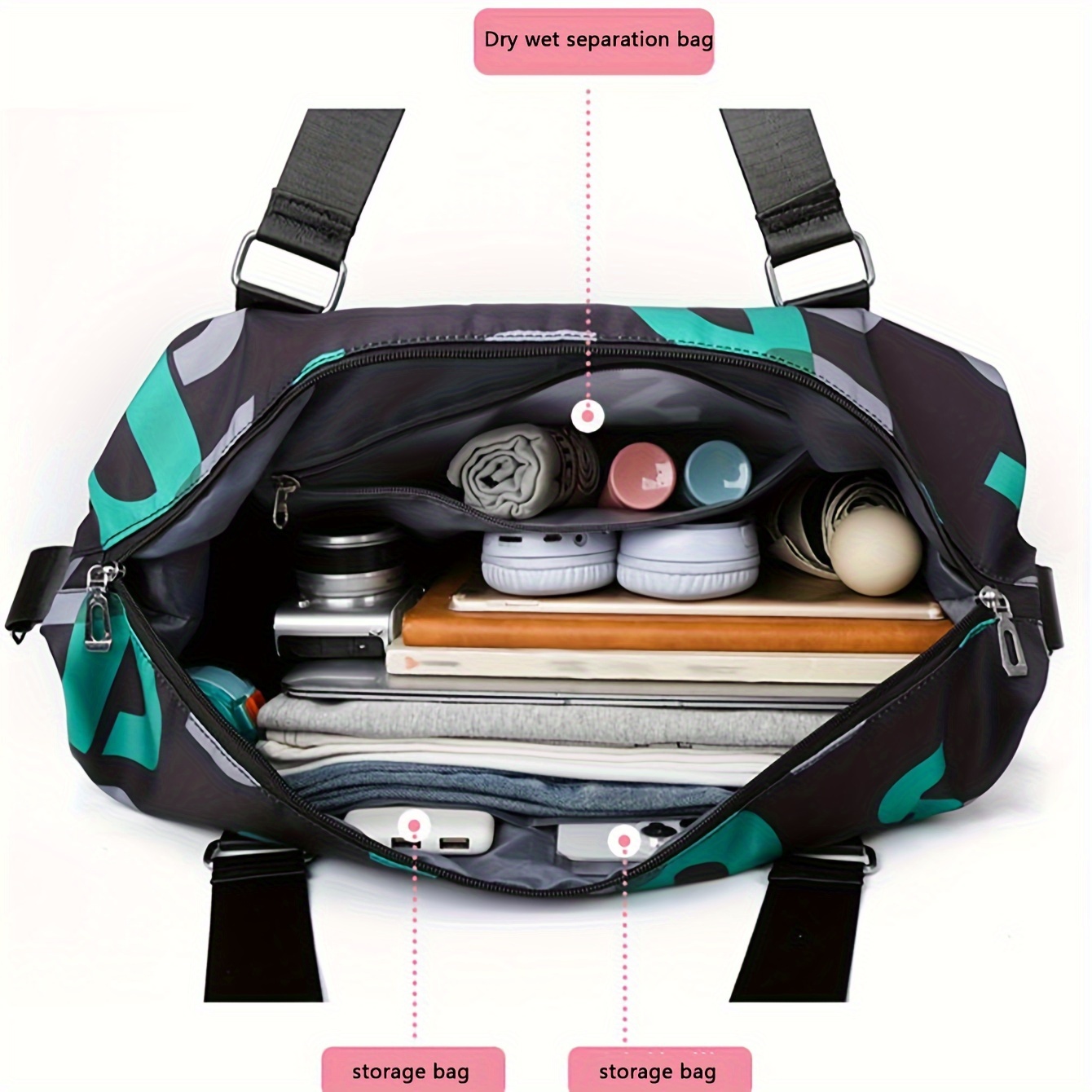 1pc Large-capacity Travel Bag, Women's Travel Duffel Bag, Fashion Storage  Bag, Dry And Wet Sports Fitness Bag