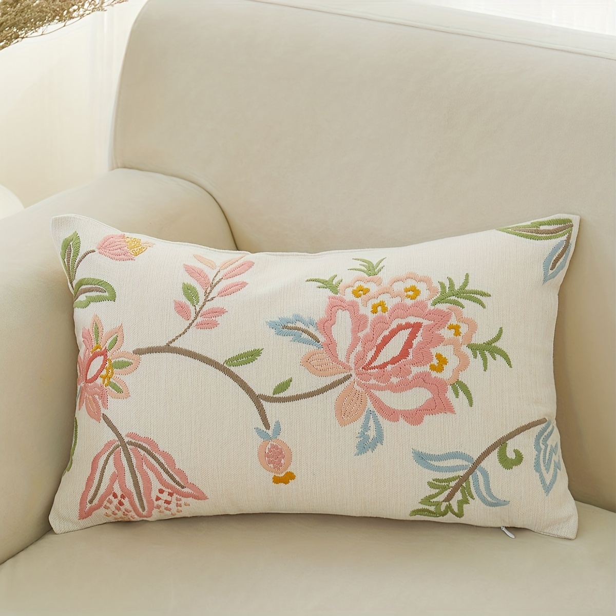 Flower Decorative Throw Pillows, Decorative Pillows for Sofa, Embroide