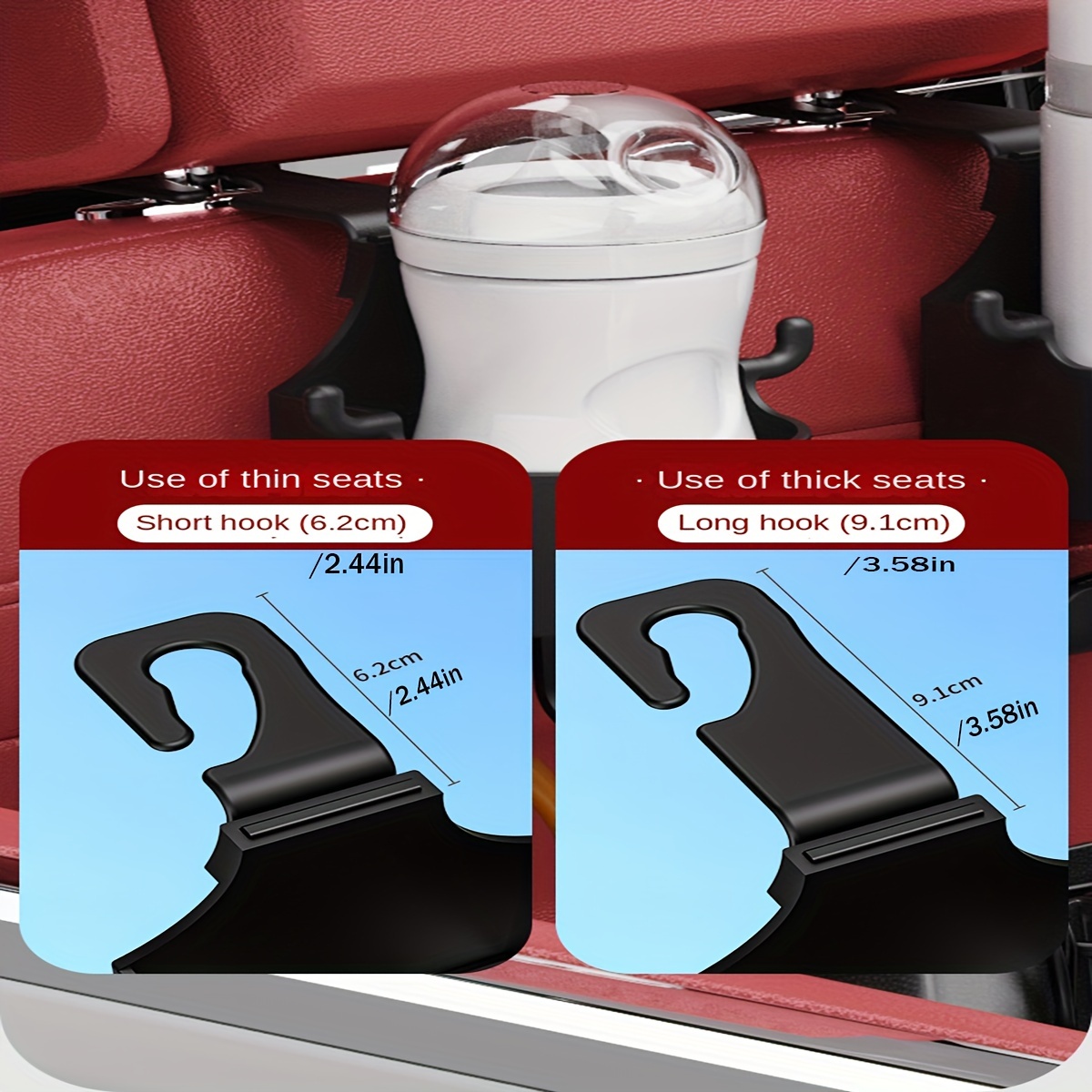 1pc/2pcs Car Seat Storage Hook With Cuo Holder, Multi-functional Hooks,  Headrest Seat Back Water Cup Holder