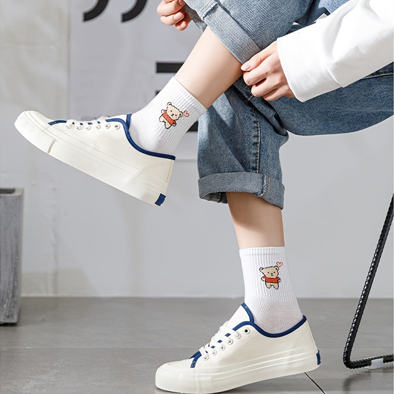 1 par de calcetines de mujer blancos y negros, calcetines de tubo medio de  otoño e invierno, tendencia Ins japonesa coreana – Los mejores productos en  la tienda online Joom Geek