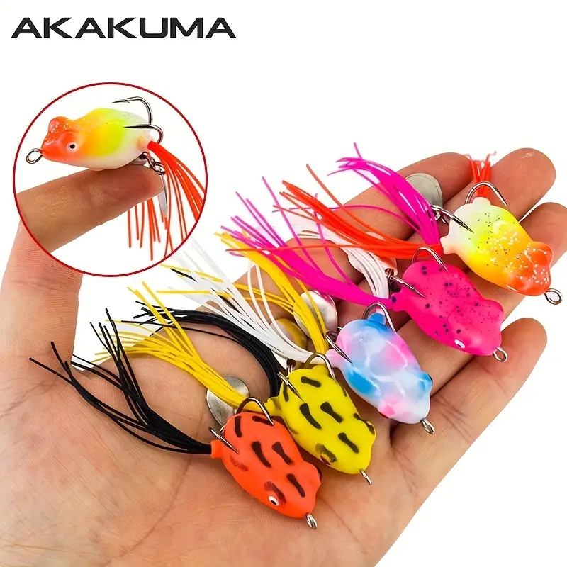 5pcs Mini Soft Plastic Frog Lures - 3D Eyes, Sequins & Topwater Action -  Perfect for Freshwater & Saltwater Fishing!