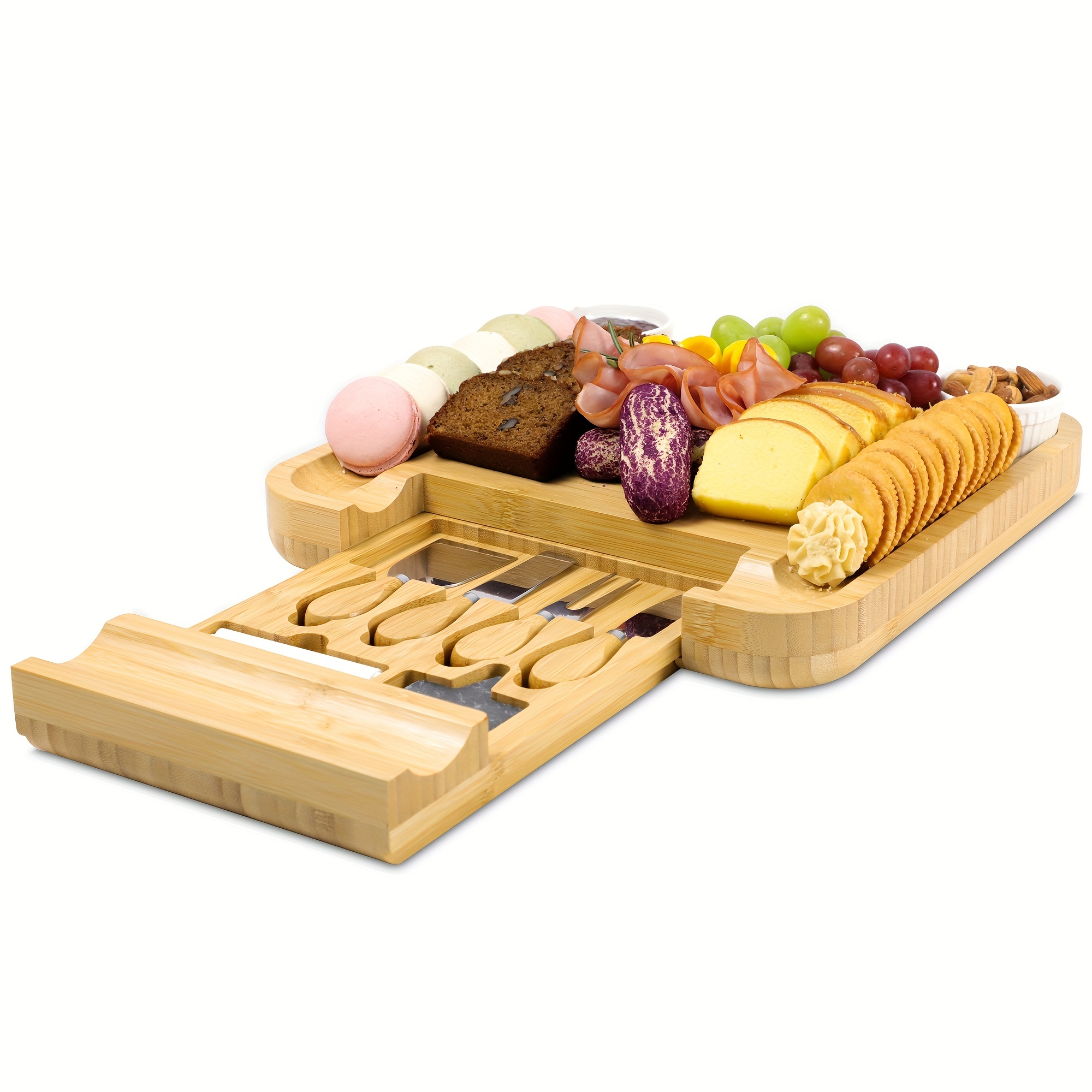 SMIRLY Charcuterie Boards & Accessories, Large Charcuterie Board Set,  Bamboo Cheese Board Set, House Warming Gifts New Home (1 Drawer)