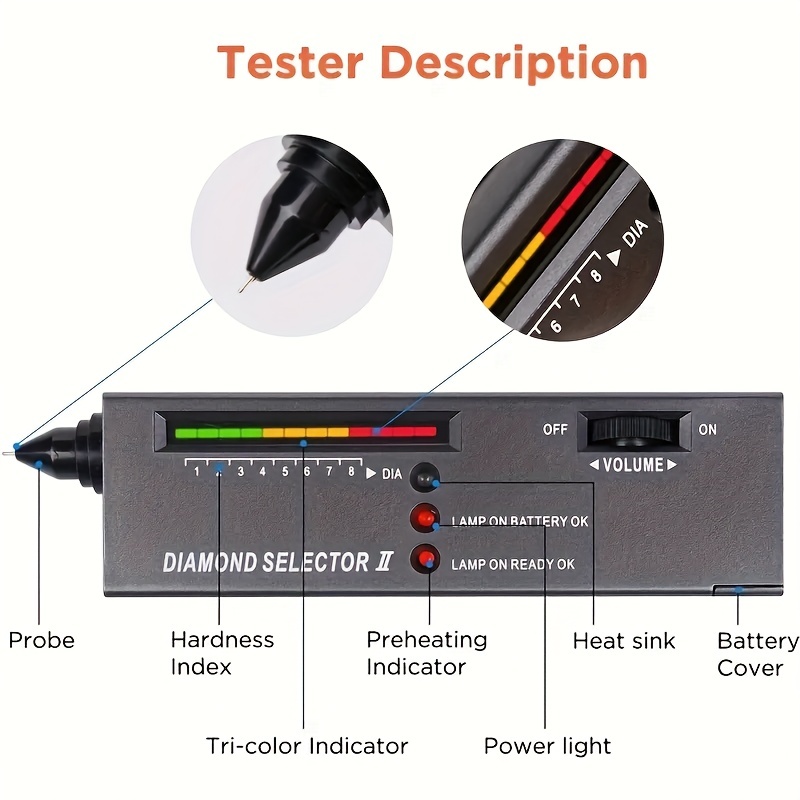 Diamond Tester Pen High Accuracy Diamond Selector Detector Gemstone Jewelry  Testing Tool with Case for Novice Expert 