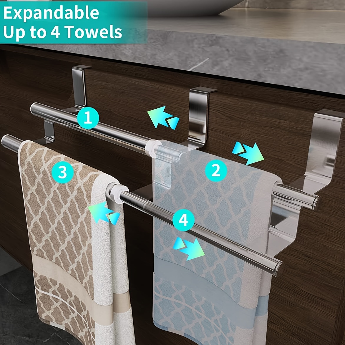 Over Cabinet Door Stainless Steel Towel Rack