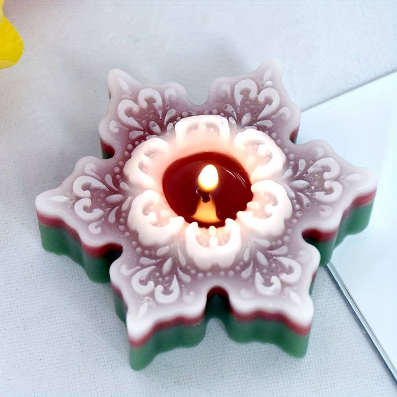  Christmas Snowflake Silicone Mold, Durable Christmas Candle  Making Tools Small Silicone Candle Mold for Homemade Crafts Cake Pudding  Jello Soap