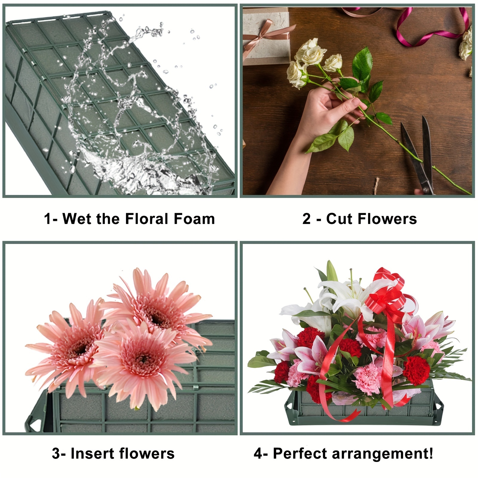2pcs Flower Foam Cage Rectangular Flower Cage Holder With Flower Foam  Floral Arrangement Supplies For Flowers, Home Weeding Decoration  (29.5cm/11.6in)