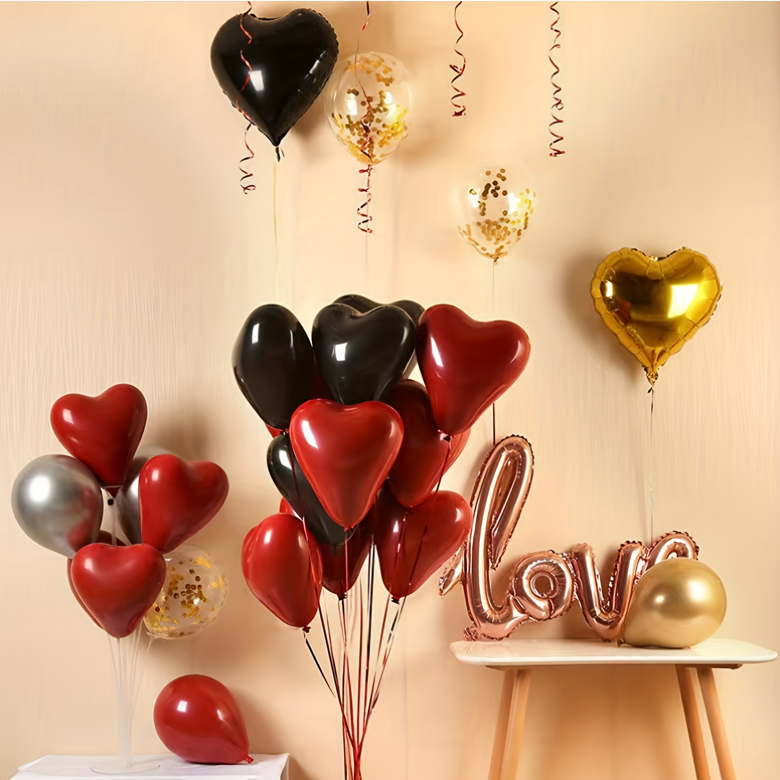 64pcs Set di palloncini di san valentino 40 pollici gancio cuore rosso  lettera d'amore Ballon