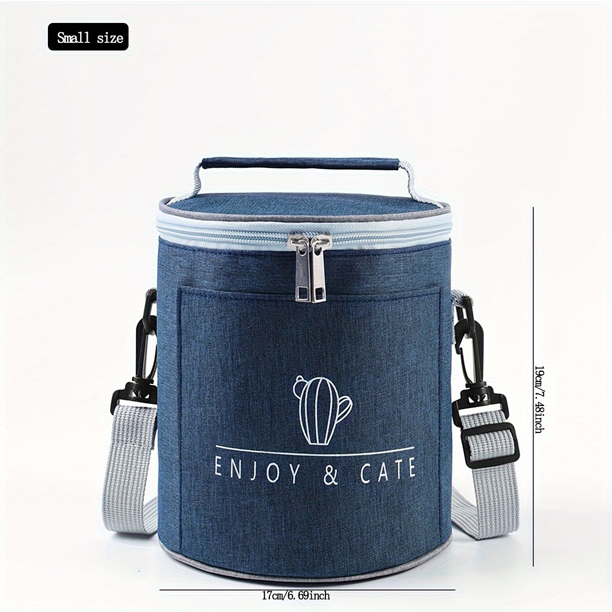 1pc Large Capacity Portable Lunch Bag, Japanese Style Blue Insulated Lunch  Tote Bag For Picnic, Camping