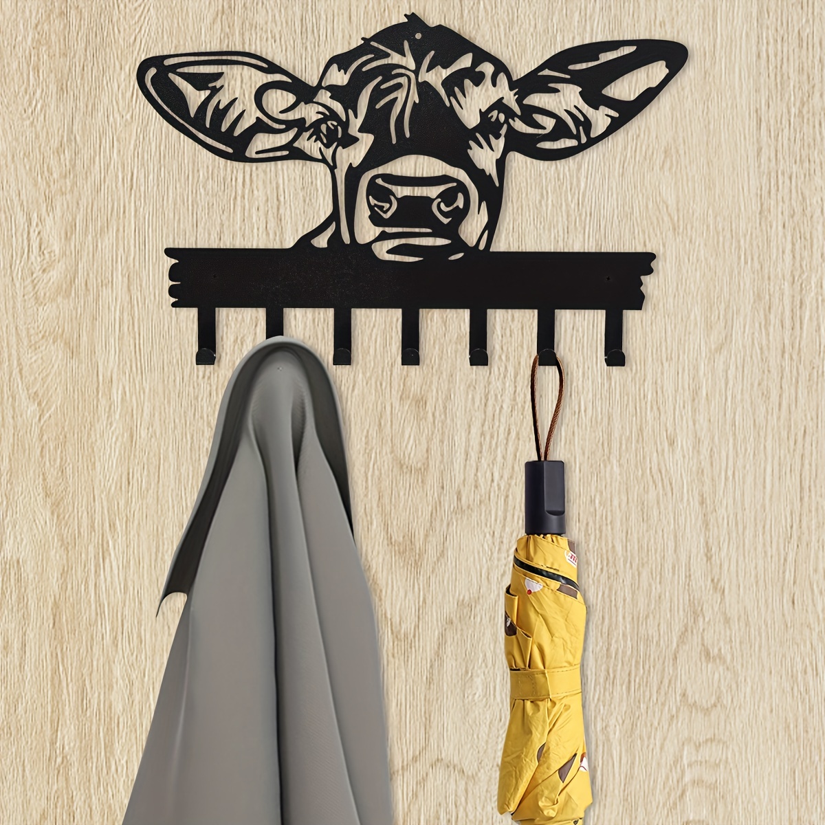 Cow Shaped Door Hook Hanger Decorative 7 Hooks Coat Rack - Temu