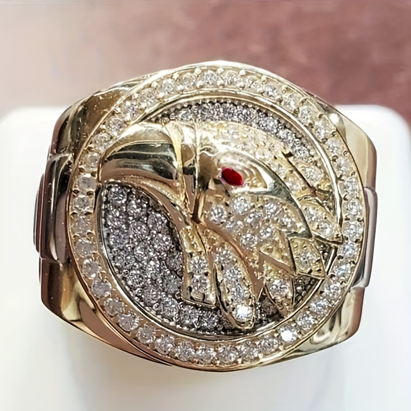 Men's Totem Eagle Inlaid Zircon Ring