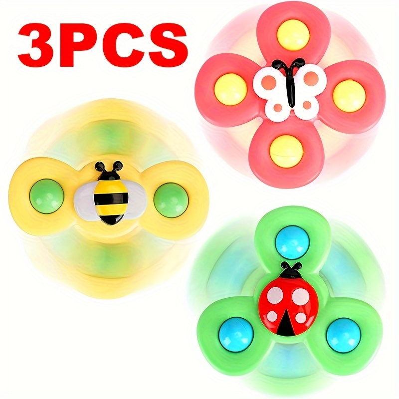 1PcsCartoon Fidget Suction Cup Spinner Toy For Baby Rotating Rattle  Educational Baby Games Kids Montessori Bath Toys ForChildren