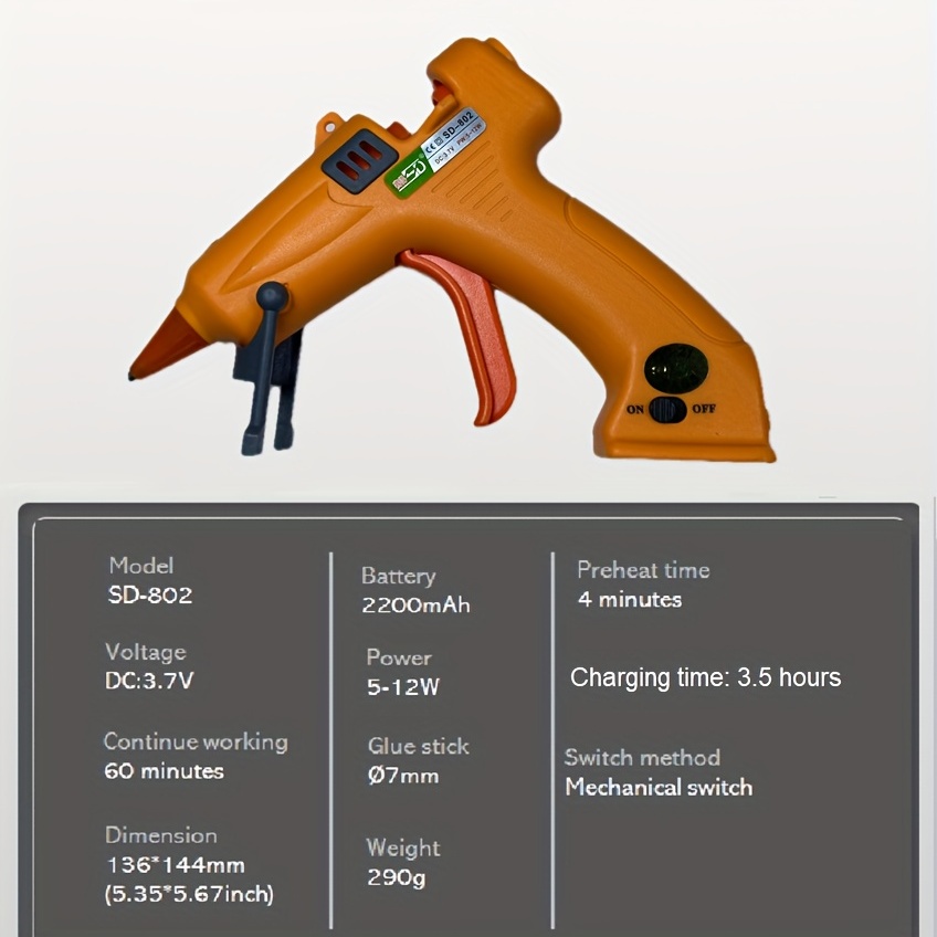 Hot Glue Gun, Wireless Glue Gun with 2200 mAh Lithium Battery, Hot