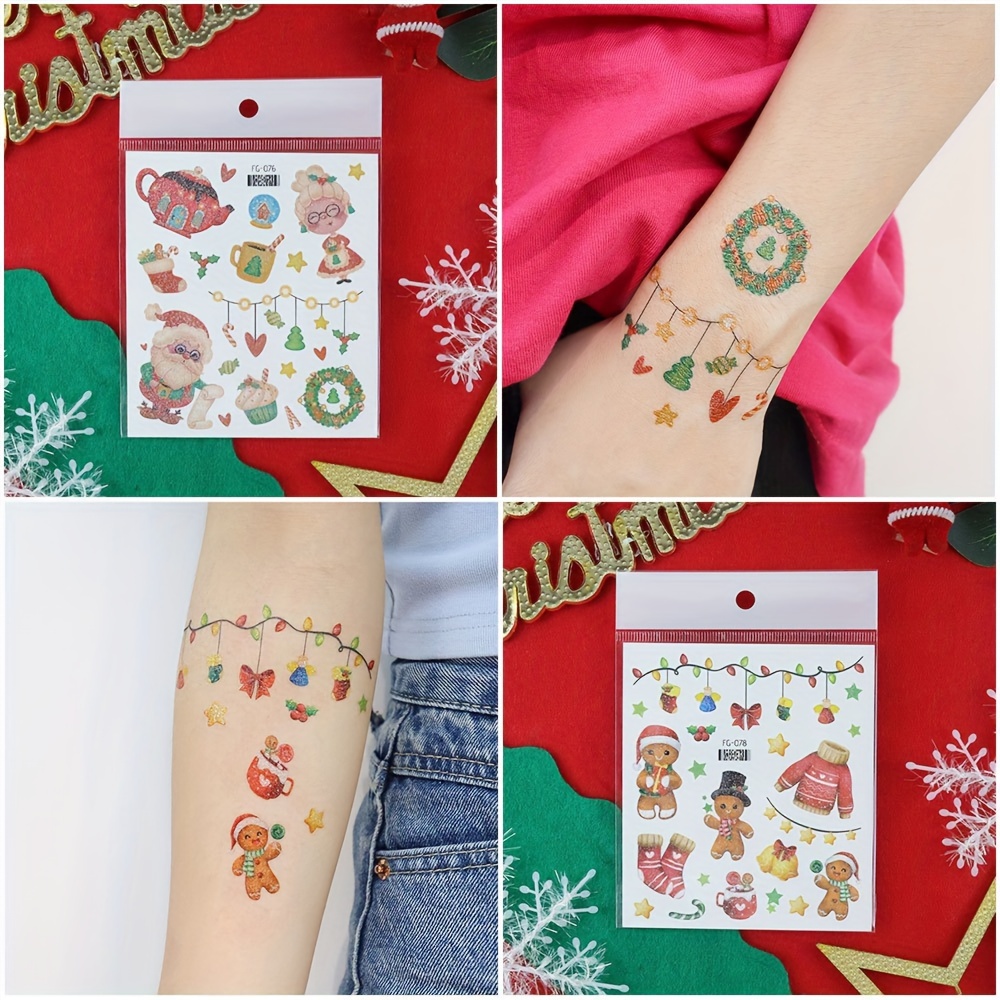 Merry Christmas Glitter Temporary Tattoo Kit Sparkly - Temu